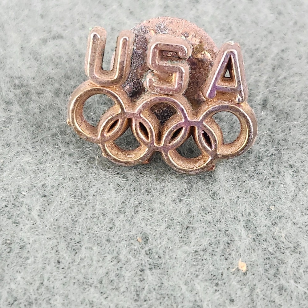 Vintage USA Olympic Rings Gold Tone Lapel‎ Pin